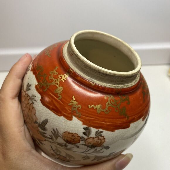 Antique Signed Hand-Painted Watano Kutani Ginger Jar Circa 1870(no Lid) swallow - Picture 6 of 14